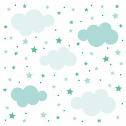 138 Wandtattoo Wolken, Sterne und Punkte Set hellblau - 87 Stück