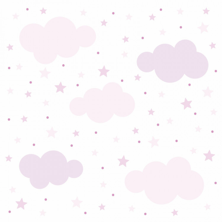 139 Wandtattoo Wolken, Sterne und Punkte Set rosa pink - 87 Stück