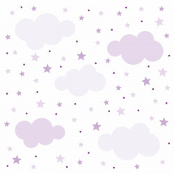 141 Wandtattoo Wolken, Sterne und Punkte Set lila flieder - 87 Stück