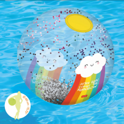 LEGAMI Aufblasbarer Strandball - Regenbogen Glitzer Ball Wasserball