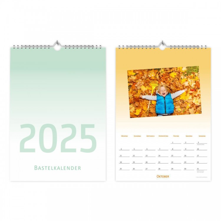 Fotokalender Bastelkalender Verlauf mit Feiertagen 2025