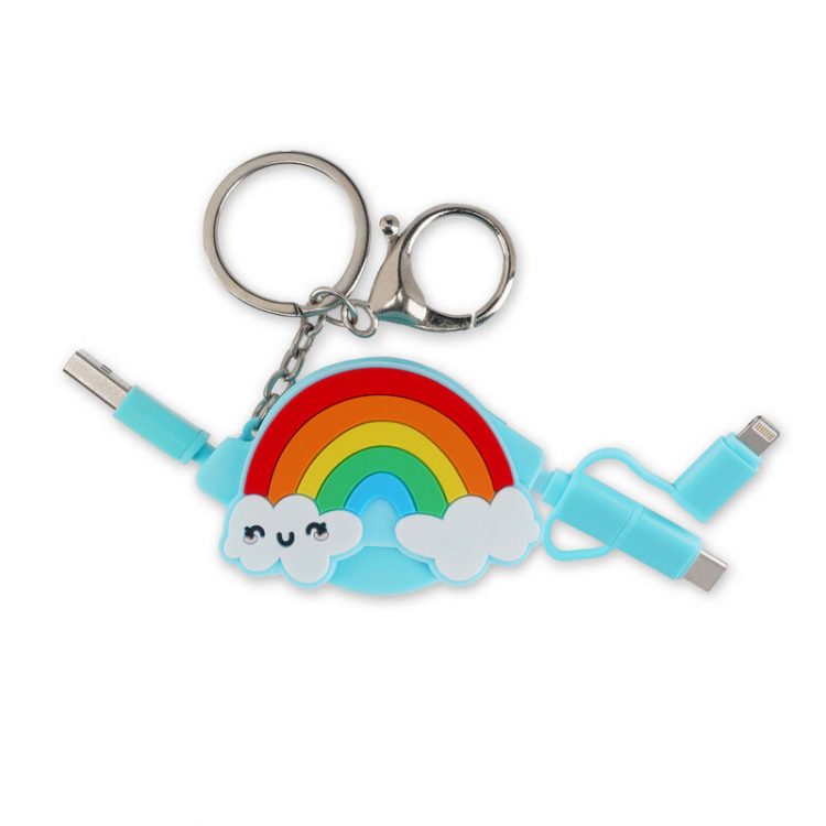 LEGAMI Regenbogen Einziehbares 3 in 1 Ladekabel - USB, Typ C, Micro-USB und Lightning