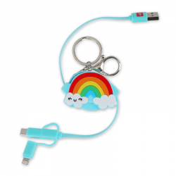 LEGAMI Regenbogen Einziehbares 3 in 1 Ladekabel - USB, Typ C, Micro-USB und Lightning