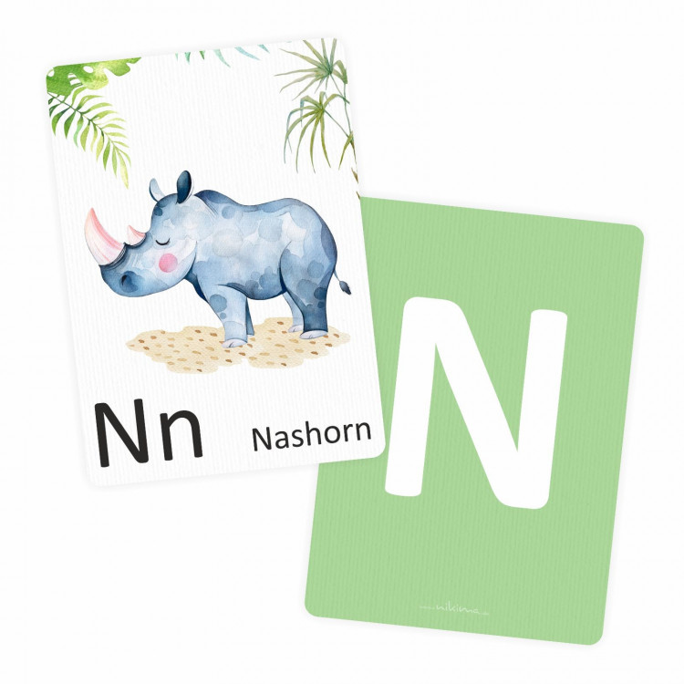 Buchstabenkarte - N wie Nashorn
