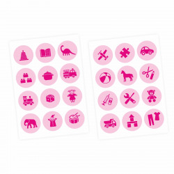 Möbelaufkleber Ordnungssticker für Spielzeug PINK/ ROSA