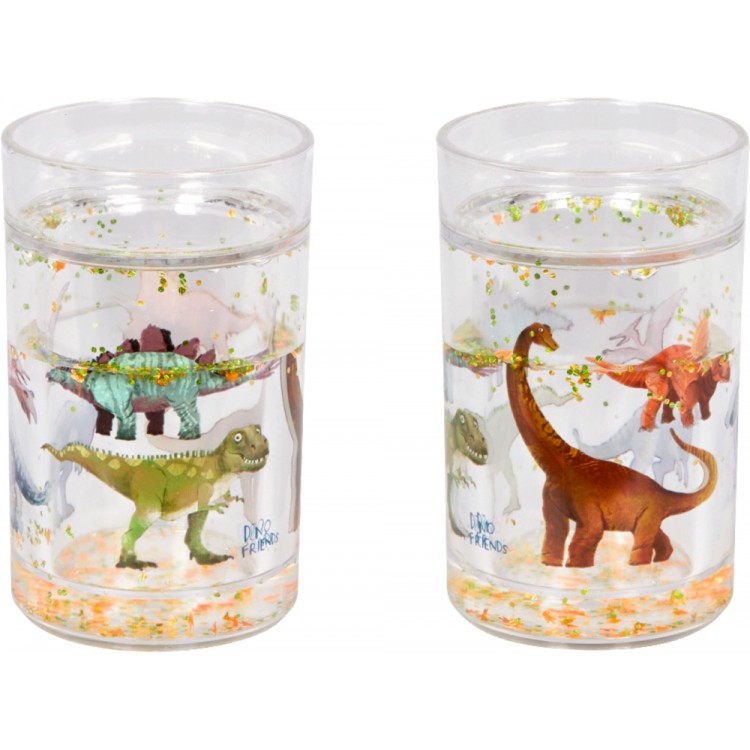 CS Glitzerbecher Dinosaurier - Zahnputz Becher Dino Friends