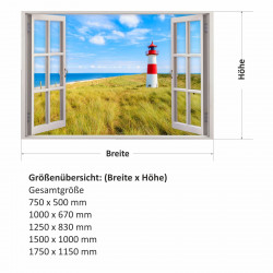 147 Wandtattoo Fenster - Leuchtturm Nordsee