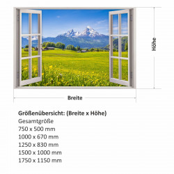 151 Wandtattoo Fenster - Alpen Berge
