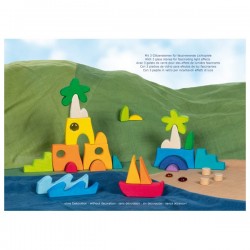 GOKI Holz Landschaftspuzzle Honolulu mit 3 Glitzersteinen Puzzle Bausteine