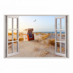 152 Wandtattoo Fenster - Ostsee Strandkorb Maritim
