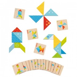 GOKI bunte Tangram Welt aus Holz Logikspiel Denkspiel