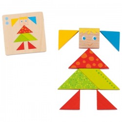 GOKI bunte Tangram Welt aus Holz Logikspiel Denkspiel