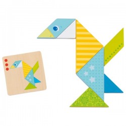 GOKI bunte Tangram Welt aus Holz Logikspiel Denkspiel