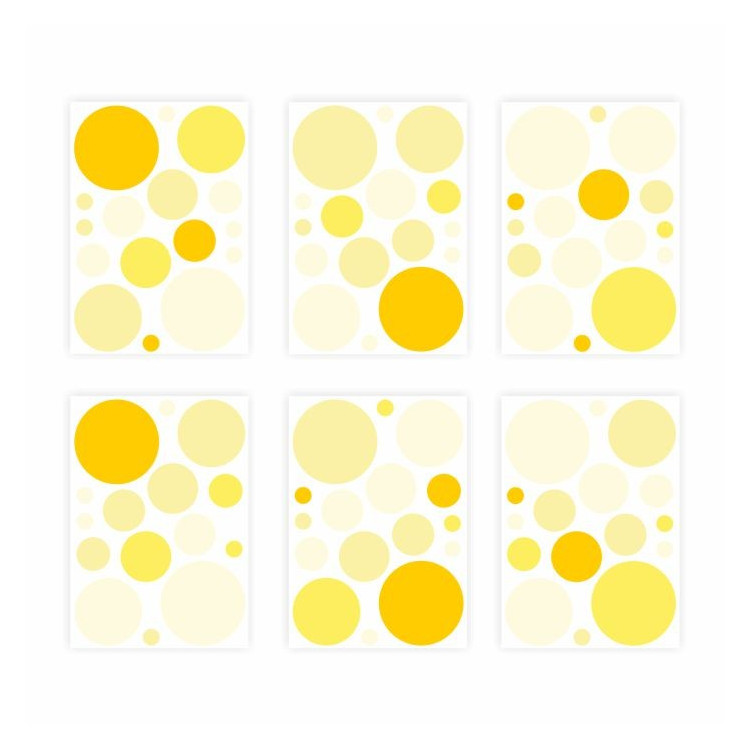 136 Wandtattoo Punkte-Set gelb 96 Stück