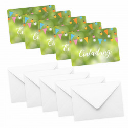 5 Einladungskarten Grillparty Gartenparty inkl. 5 Briefumschlägen