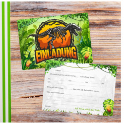1 Einladungskarte Dinosaurier T-Rex inkl. 1 transparenten Briefumschlag
