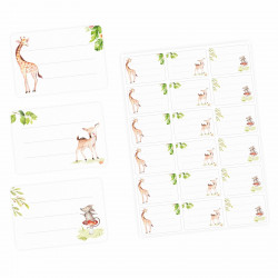 72 Blanko Etiketten Tiere Giraffe Reh und Maus - 64 x 45 mm - Namensetiketten Mädchen