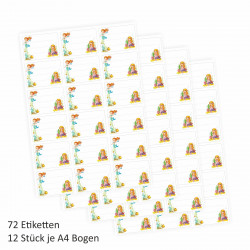 72 Blanko Etiketten Meerjungfrauen - 64 x 45 mm - Namensetiketten Mädchen