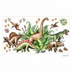 168 Wandtattoo Dinosaurier - T-Rex, Triceratops, Stegosaurus, ...