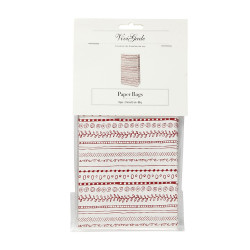 8 Papiertüten Kritzeleien rot/weiß| H21cm - 6 x 12cm | Geschenktüte Weihnachten Adventskalender DIY