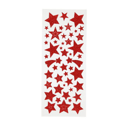 110 Glitzer Sticker Sterne ROT - Blatt 10 x 24 cm - Deko Aufkleber Adventskalender DIY Weihnachten Geschenkaufkleber