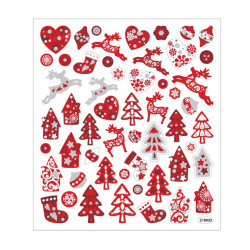 Weihnachts Sticker Rot mit Glitzer - Blatt 15 x 16,5 cm - Deko Aufkleber Adventskalender DIY Weihnachten Geschenkaufkleber