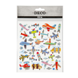 Flugzeug und Hubschrauber Sticker mit Glitzer - Blatt 15 x 16,5 cm - Deko Aufkleber Stickerbogen Geschenkaufkleber Kinder
