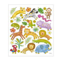 Wilde Tiere Sticker mit Gold Effekt - Blatt 15 x 16,5 cm - Deko Aufkleber Stickerbogen Geschenkaufkleber Kinder