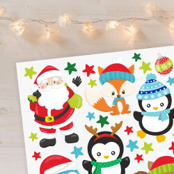 24 Adventskalender Zahlen Aufkleber und Tier Stickerbögen - Weihnachten zum basteln dekorieren DIY