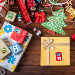 24 Adventskalender Zahlen Aufkleber bunt - eckig - Sticker Weihnachten zum basteln dekorieren DIY