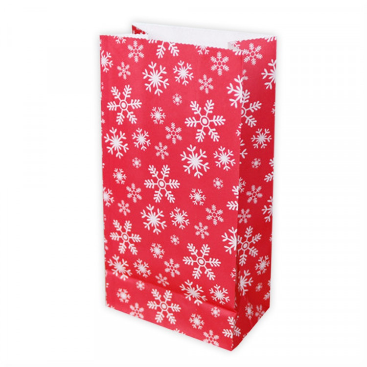 5 Papiertüten Schneeflocken ROT/WEIß H 23cm - 7,5 x 12cm Geschenktüte Weihnachten Adventskalender DIY