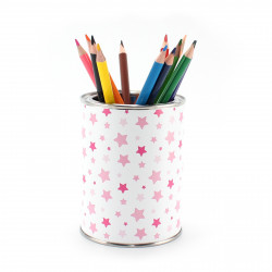 Stiftebecher Sterne rosa/pink inkl. 12 Dreikant Buntstiften| Kinder Stifteköcher Stiftehalter Schreibtisch Organizer Mädchen