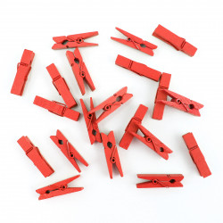20 Mini Wäscheklammern Rot L 35 mm - Dekoklammern, Miniklammern, Klammern, Fotoklammer, Holzklammer