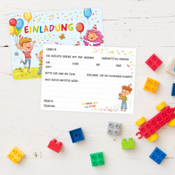 5 bunte Einladungskarten Kindergeburtstag inkl. 5 Briefumschlägen