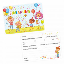 5 bunte Einladungskarten Kindergeburtstag inkl. 5 Briefumschlägen
