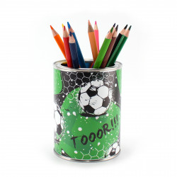 Stiftebecher Fussball TOR inkl. 12 Dreikant Buntstiften| Kinder Stifteköcher Stiftehalter Schreibtisch Organizer Mädchen Junge