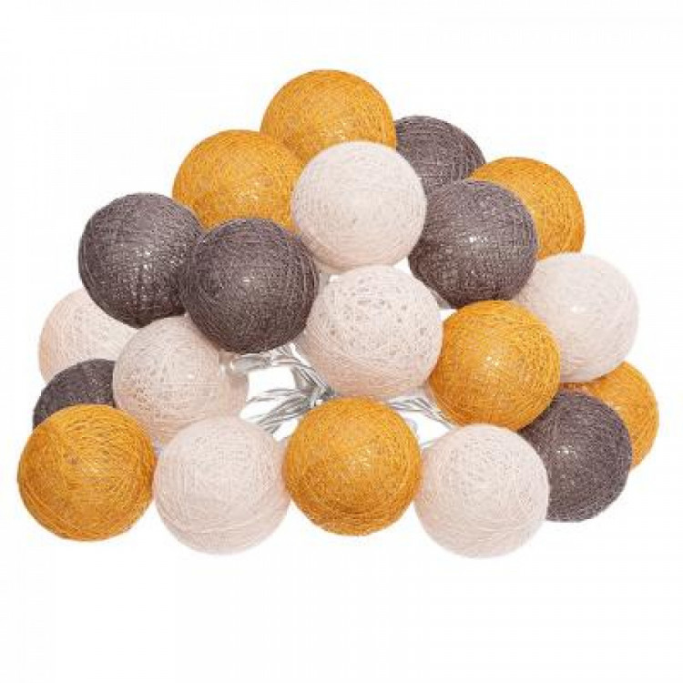 Atmosphéra LED Lichterkette Cottonballs 20 Bälle orange, braun, rosa