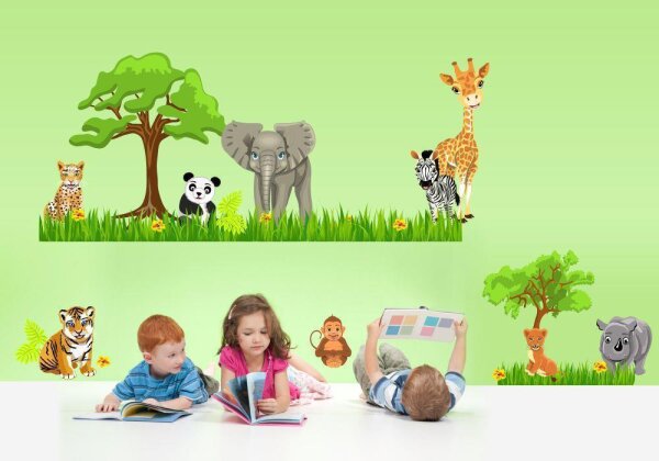088 Wandtattoo Baby Zoo Safari Tiere