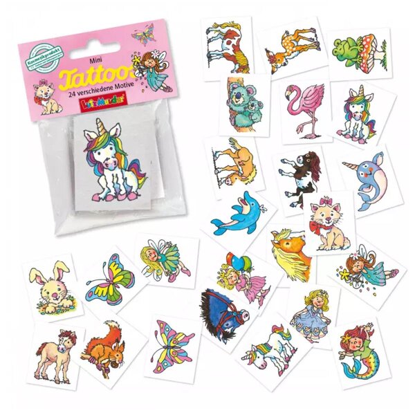 MAUDER VERLAG temporäre Tattoo Set Mädchen 24 Stück Einhorn Pferde