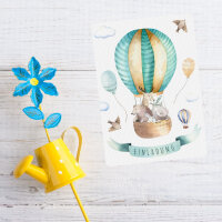 10 Einladungskarten Freunde im Ballon inkl. 10  transparenten Briefumschlägen Kindergeburtstag Mädchen Junge