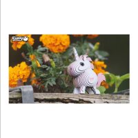 EUGY 3D Bastelset Einhorn rosa - einzigartige 3D Tierfigur