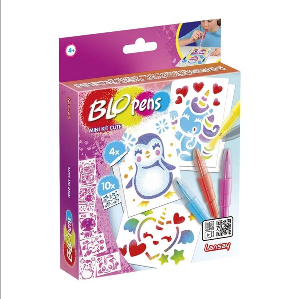 BLOPENS Sprühstifte Pinguin Herzen mit 10 Schablonen und Stiften Airbrush