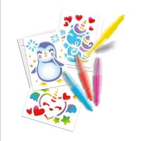 BLOPENS Sprühstifte Pinguin Herzen mit 10 Schablonen und Stiften Airbrush