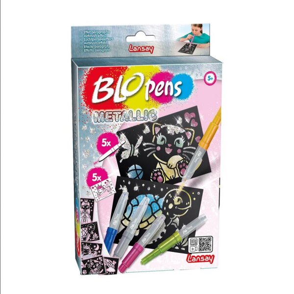 BLOPENS Sprühstifte Glitzer mit 5 Schablonen und 5 Glitzer Stiften Airbrush