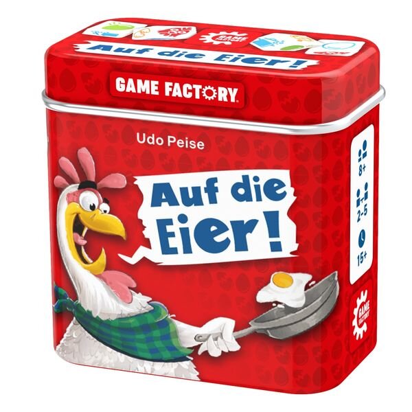 GAME FACTORY Auf die Eier in Metalldose ab 8 Jahren Würfelspiel
