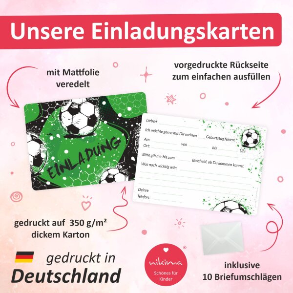 Nikima 5 Einladungskarten Kindergeburtstag – Reh Mit Luftballons – Inkl. 5 Briefumschläge – A6 Hochwertiger Chromokarton – Perfekt Für Mädchen & Jungen