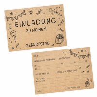 10 Einladungskarten zum Kindergeburtstag Kraftpapier inkl. 10 Briefumschlägen