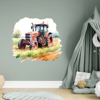 249 Wandtattoo roter Traktor Trecker in 4 vers....