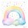 252 Wandtattoo Regenbogen pastell mit Wolken und Sternen in 4 vers. Größen