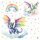 255 Wandtattoo bunte Drachen mit Regenbogen und Sternen in 6 vers. Größen